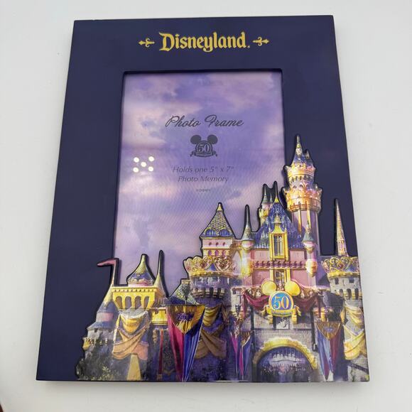 Disneyland 50th Anniversary Sleeping Beauty Castle Photo Frame 5x7 2005 Vintage - Picture 1 of 6